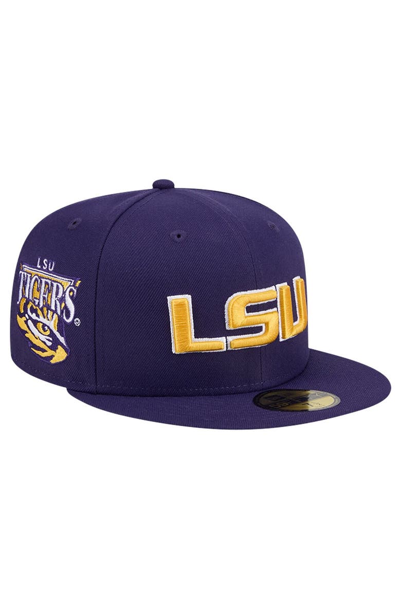 New Era Men's New Era Purple  LSU Tigers Throwback 59FIFTY Fitted Hat, Main, color, 