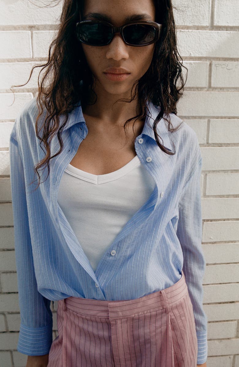 MANGO Camisa Belize Shirt, Alternate, color, Sky Blue