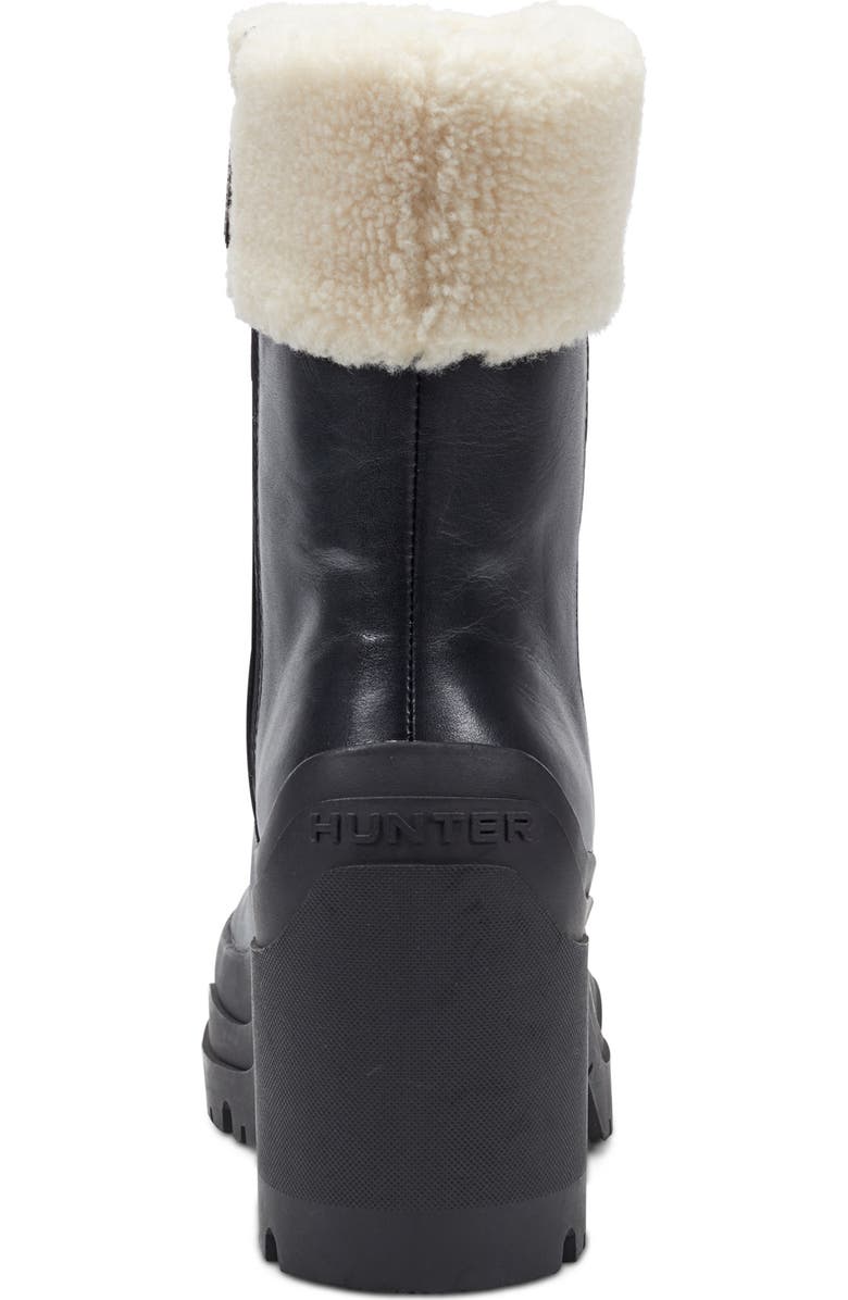 Hunter Marisol Waterproof Faux Shearling Cuff Bootie, Alternate, color, Black