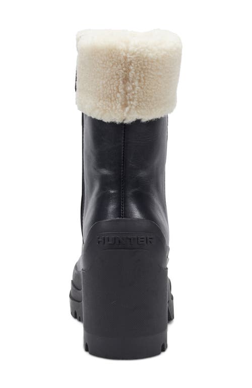 Hunter Marisol Waterproof Faux Shearling Cuff Bootie In Black