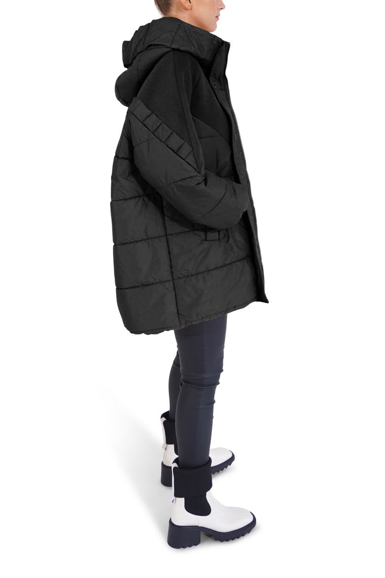 Say It Again Wool Blend Detail Quilted Jacket, Alternate, color, BLACK