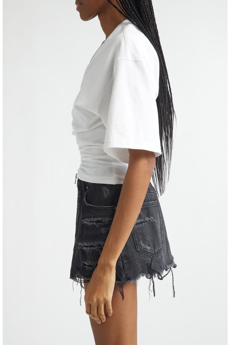 Ruched Knit Zip Top, Alternate, color, WHITE