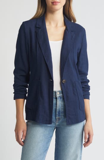 Caslon® Stripe Linen Blend Blazer Nordstromrack