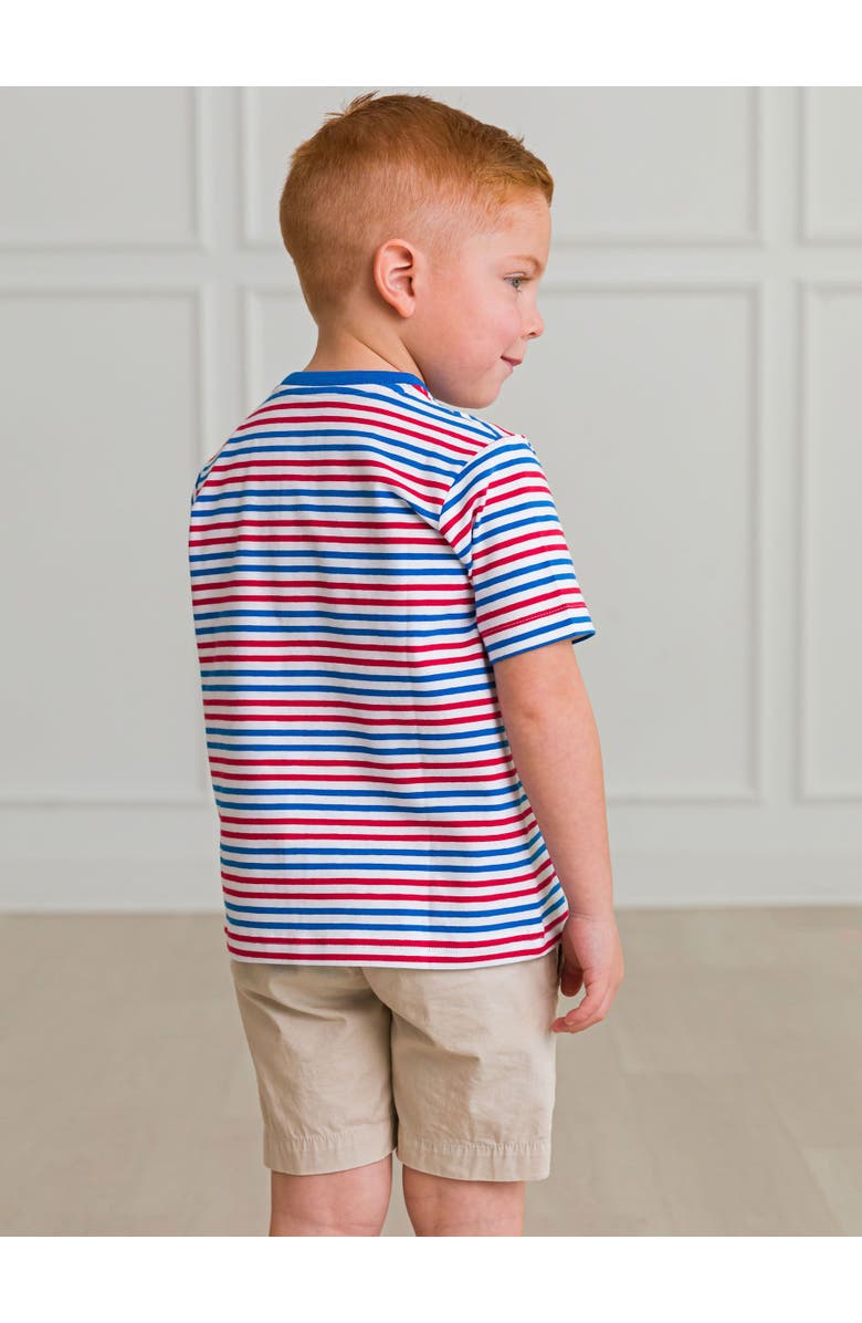 RuffleButts Boys Short Sleeve Knit Henley, Alternate, color, Red White & Blue Stripe