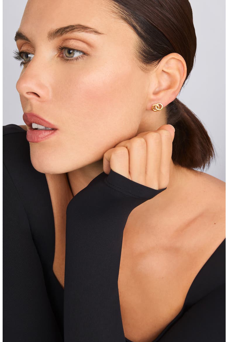Interlocking Circle Stud Earrings, Alternate, color, TWO-TONE