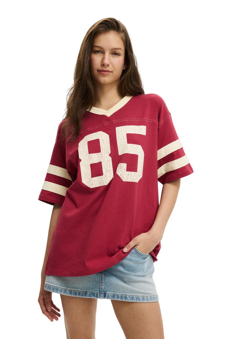 V Neck Oversized Graphic Tee, Main, color, 85  Cranberry Cider