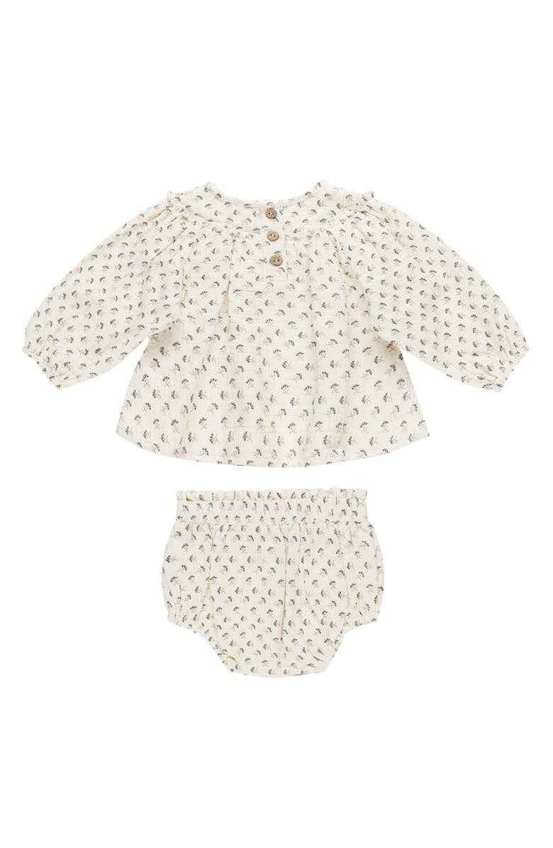 QUINCY MAE Mia Ruffle Organic Cotton Top & Bloomers, Alternate, color, 