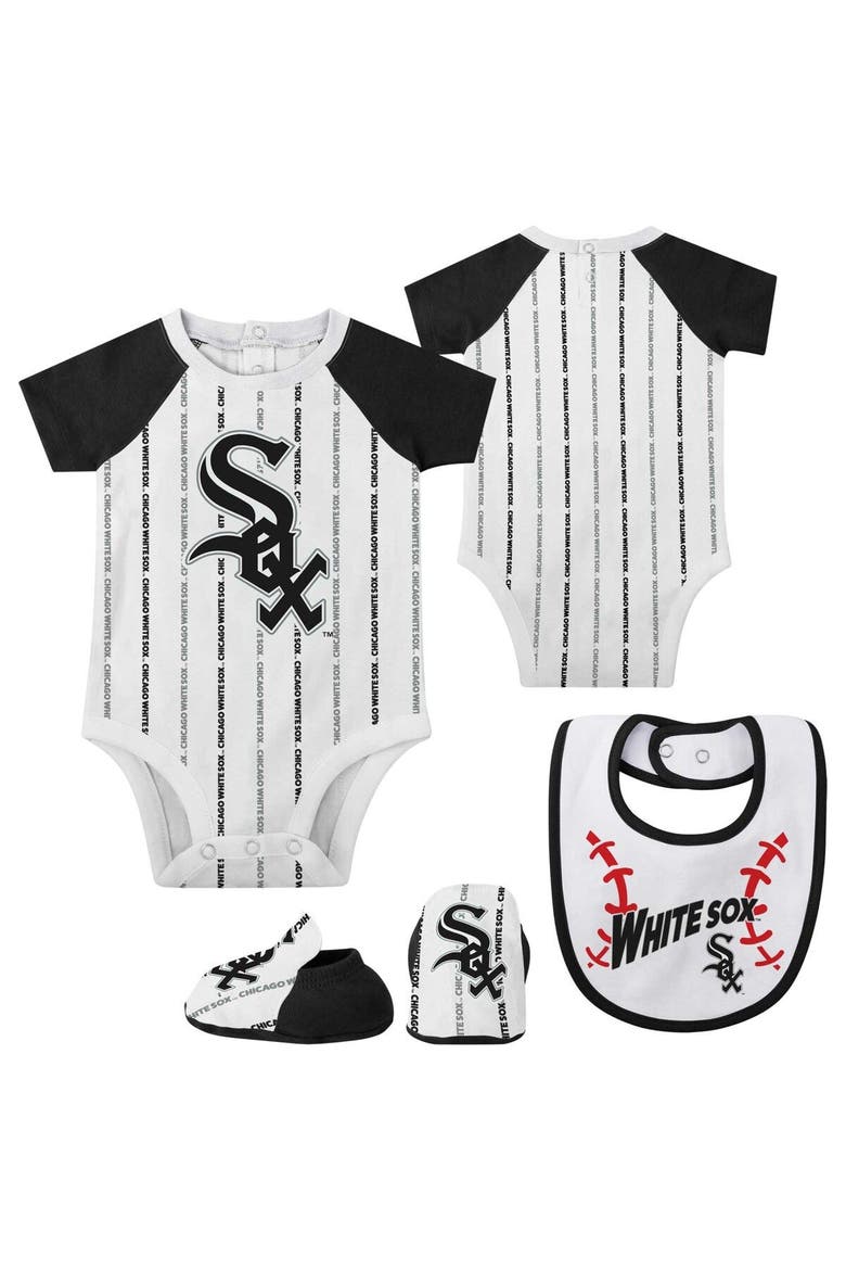 Newborn & Infant White Chicago White Sox Three-Piece Play Ball Raglan Bodysuit Booties & Bib Set, Main, color, White