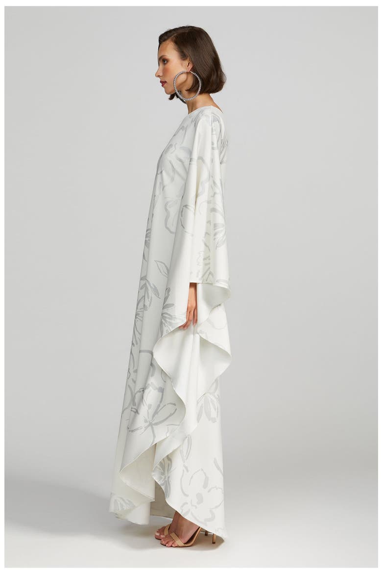 Nevean Caftain In Foil Crepe, Alternate, color, Inked Floral