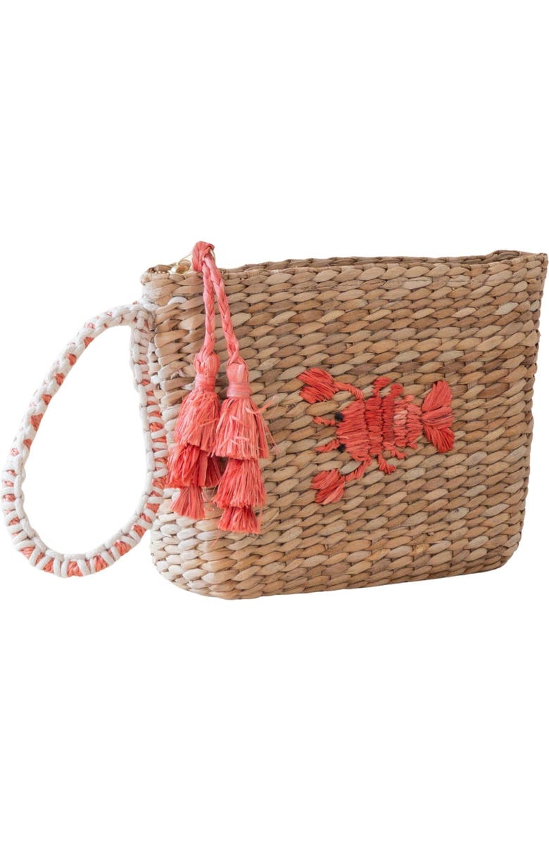 LIKHA Lobster Embroidered Straw Pouch, Alternate, color,