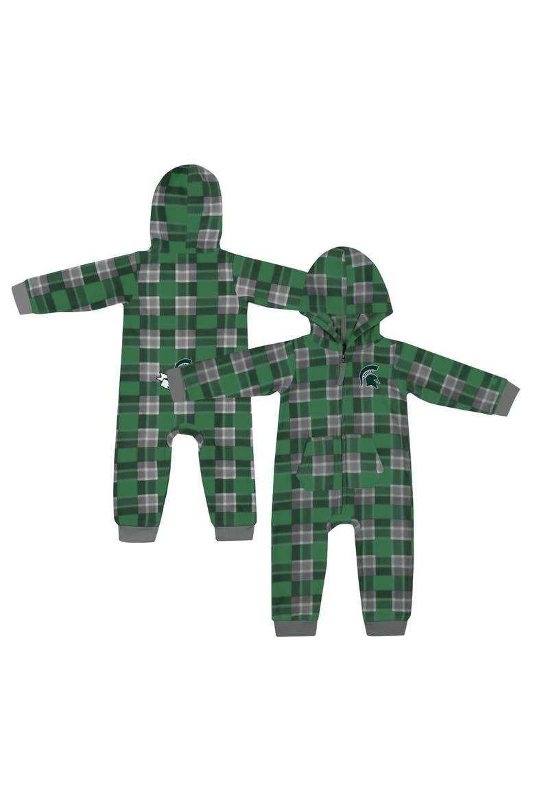 Infant Colosseum  Green Michigan State Spartans Full-Zip Plaid Hoodie Long Sleeve Jumper, Alternate, color, Green