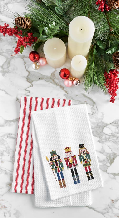 C & F Home C&f Home Christmas Nutcracker Trio Embroidered Waffle Weave Kitchen Dishtowel In Red