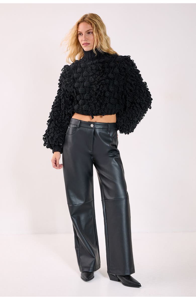 NASTY GAL High Neck Cropped Sweater, Alternate, color, Black