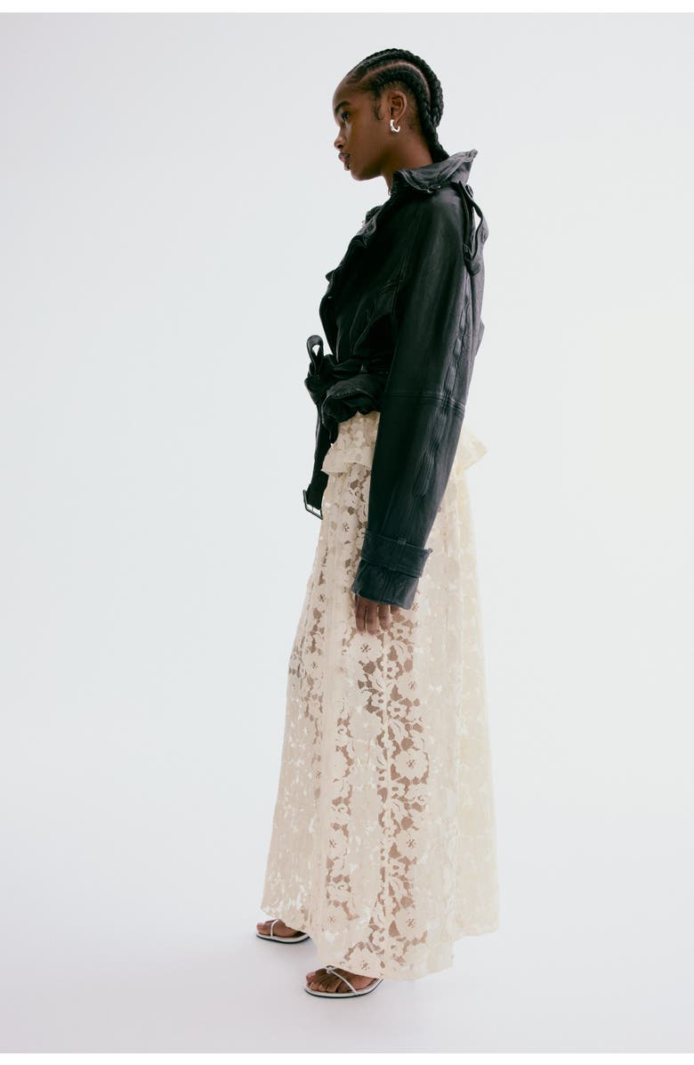 H&M Lace Midi Skirt, Alternate, color, Light Beige