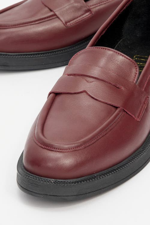 Forever & Always Shoes Bree Platform Penny Leather Loafer In Burgundy Mate Leather