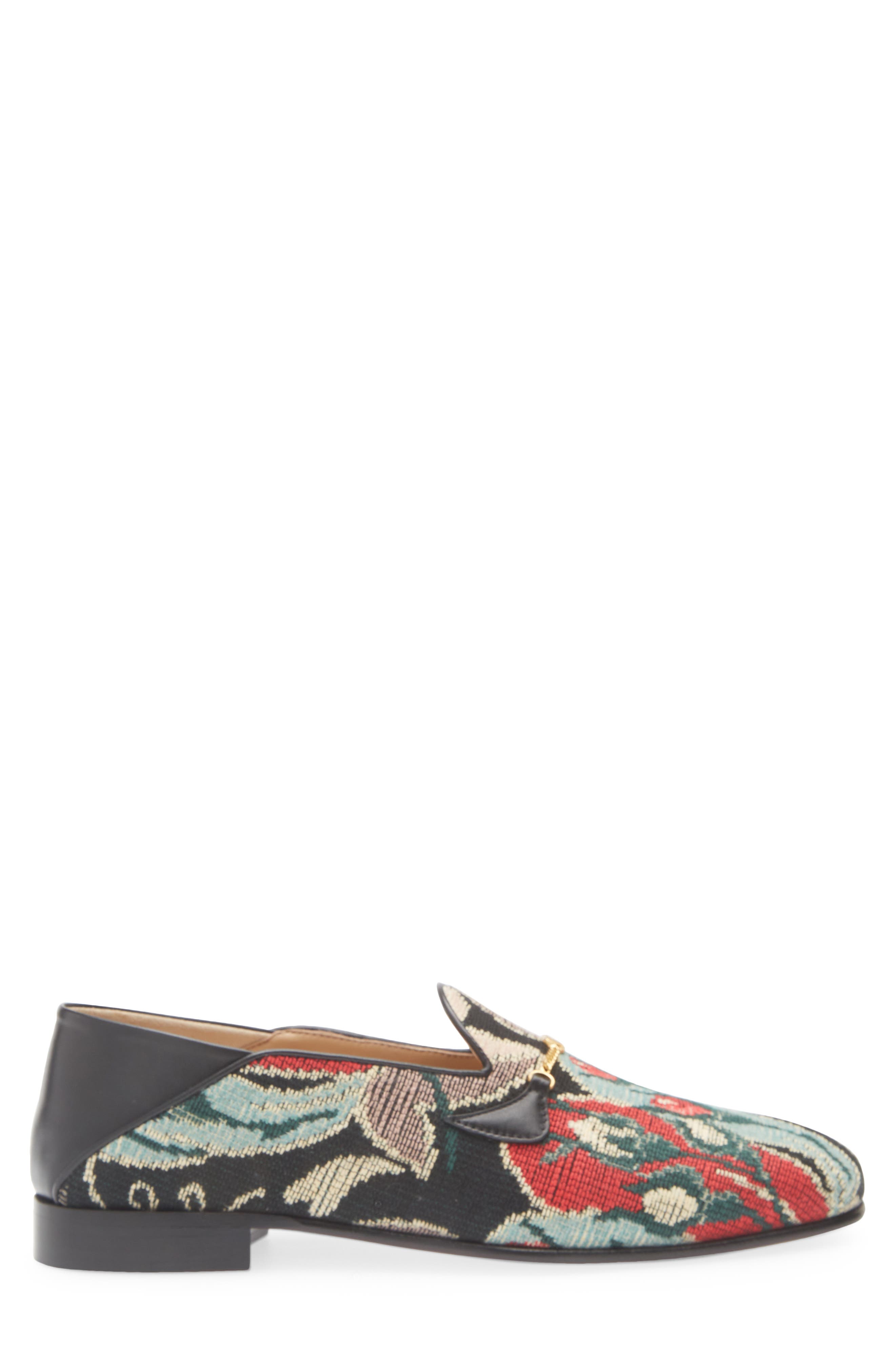 Valentino Garavani Floral Jacquard Bit Loafer, Alternate, color, Black Multi