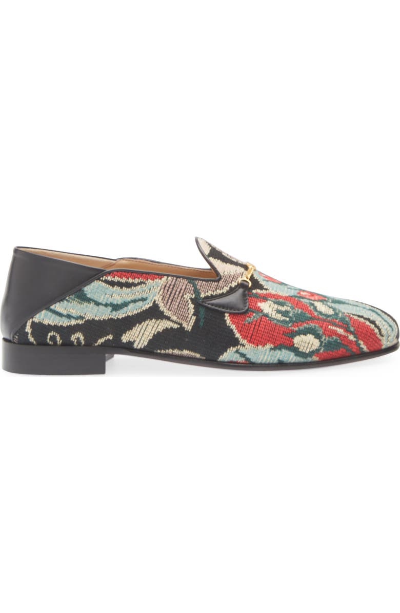 Valentino Garavani Floral Jacquard Bit Loafer, Alternate, color, Black Multi