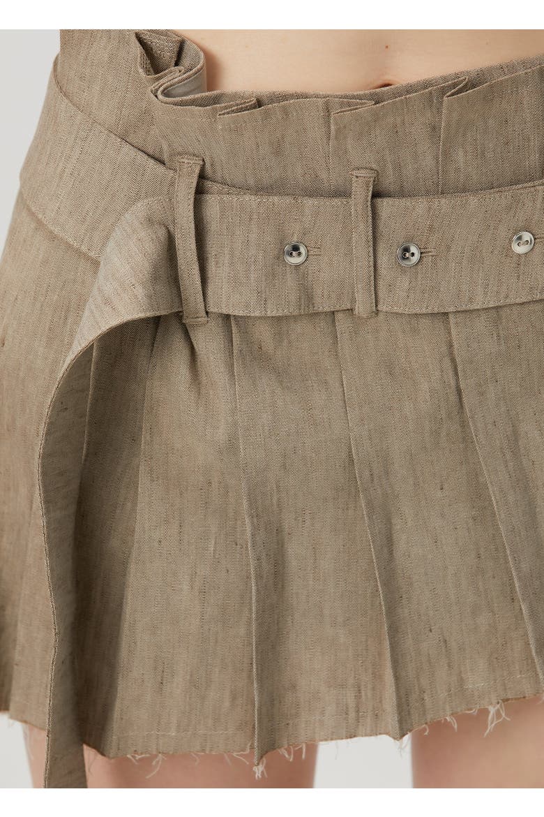 Linen Blend Super Mini Skirt, Alternate, color, BEIGE