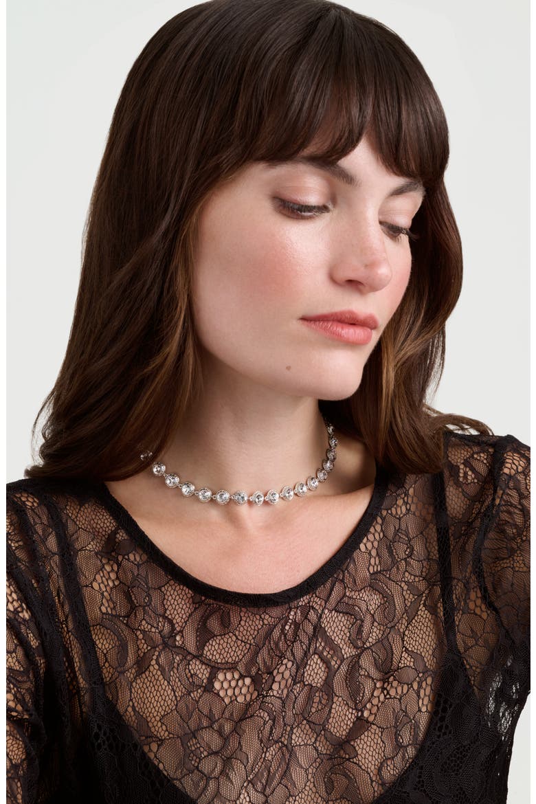 Solanna Solitaire Sparkle Crystal Necklace, Alternate, color, SILVER TONE/ CLEAR CRYSTAL