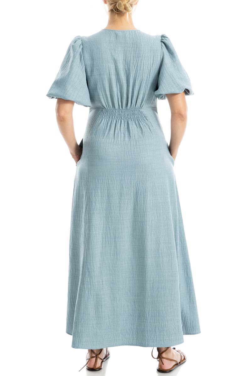 MAX STUDIO Bubble Sleeve Maxi Dress, Alternate, color, Heather Mineral