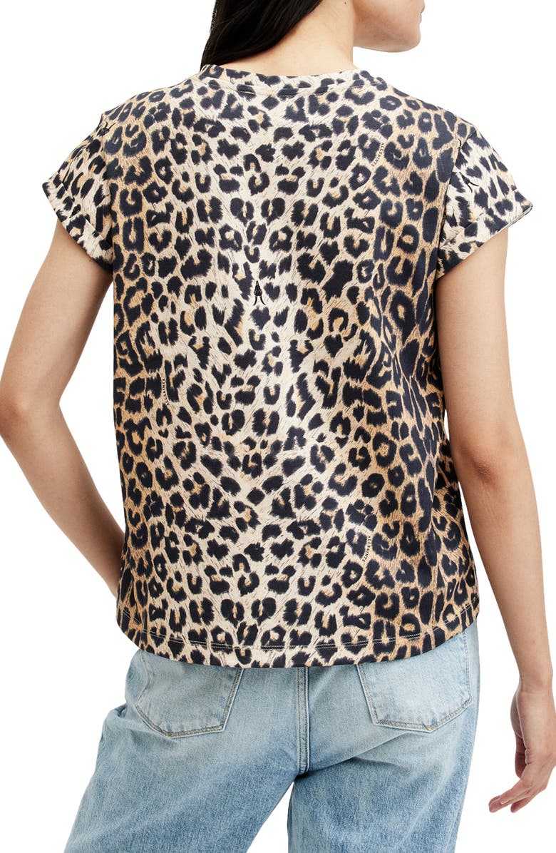AllSaints Tiepo Anna Leopard Print Cotton T-Shirt, Alternate, color, Leopard Brown