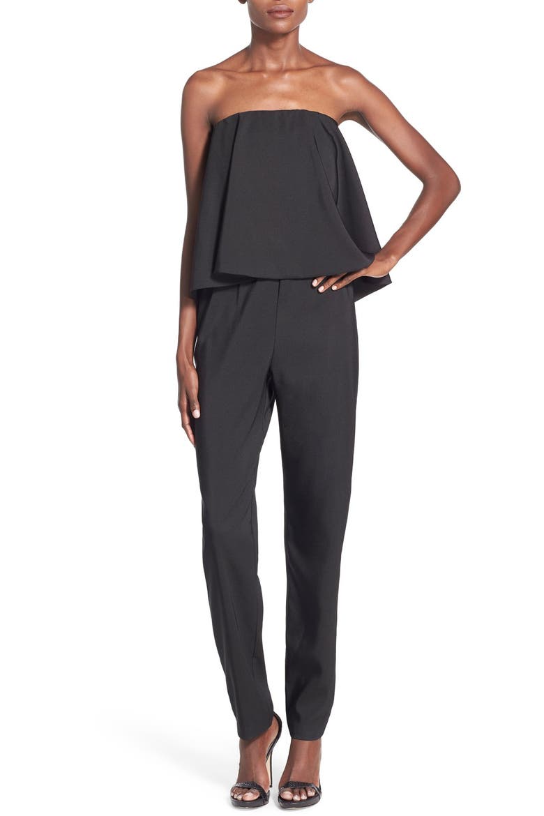 Strapless Overlay Jumpsuit, Main, color, BLACK
