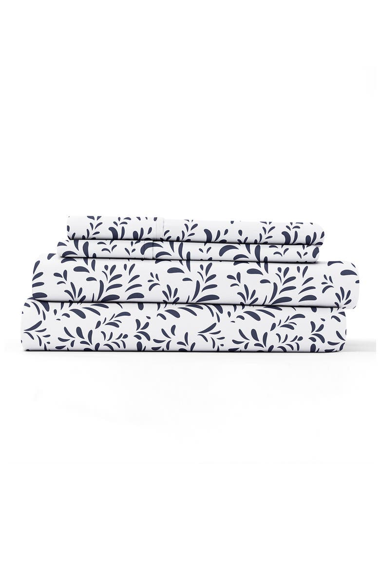 Premium Ultra Burst of Vines Pattern 4-Piece Bed Sheets Set, Main, color, NAVY