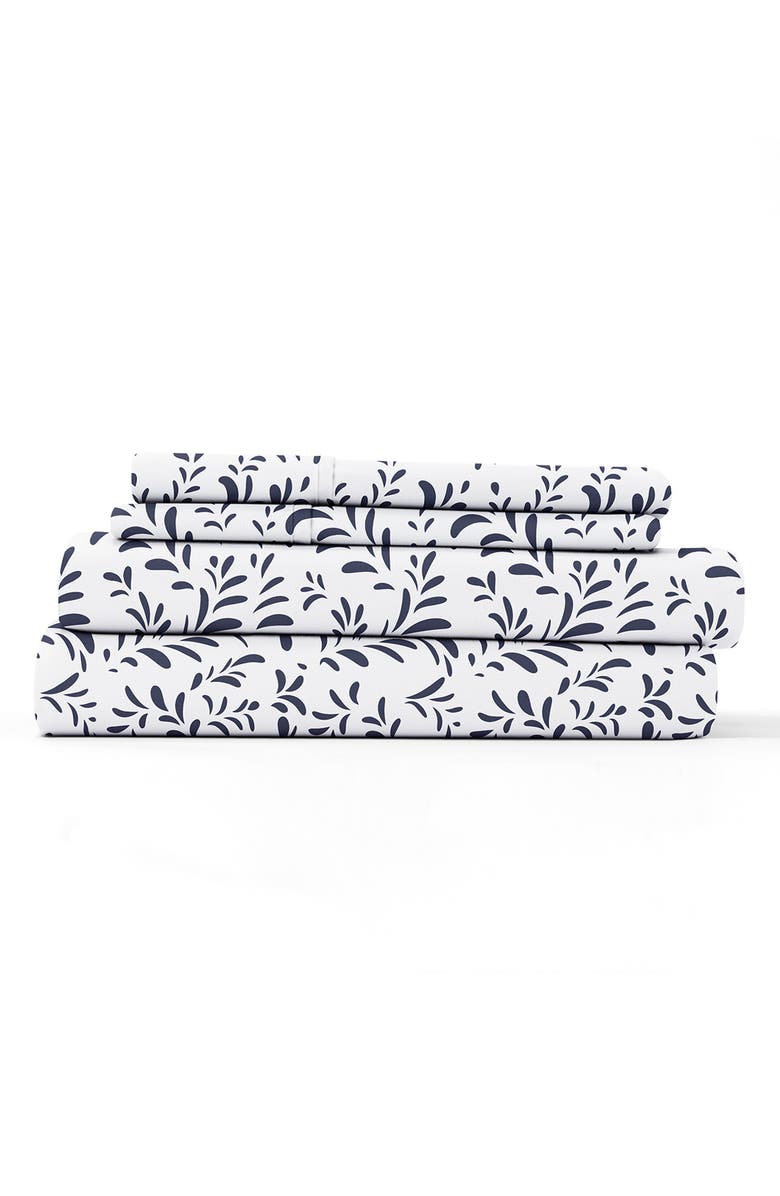 HOMESPUN Premium Ultra Burst of Vines Pattern 4-Piece Bed Sheets Set, Main, color, Navy