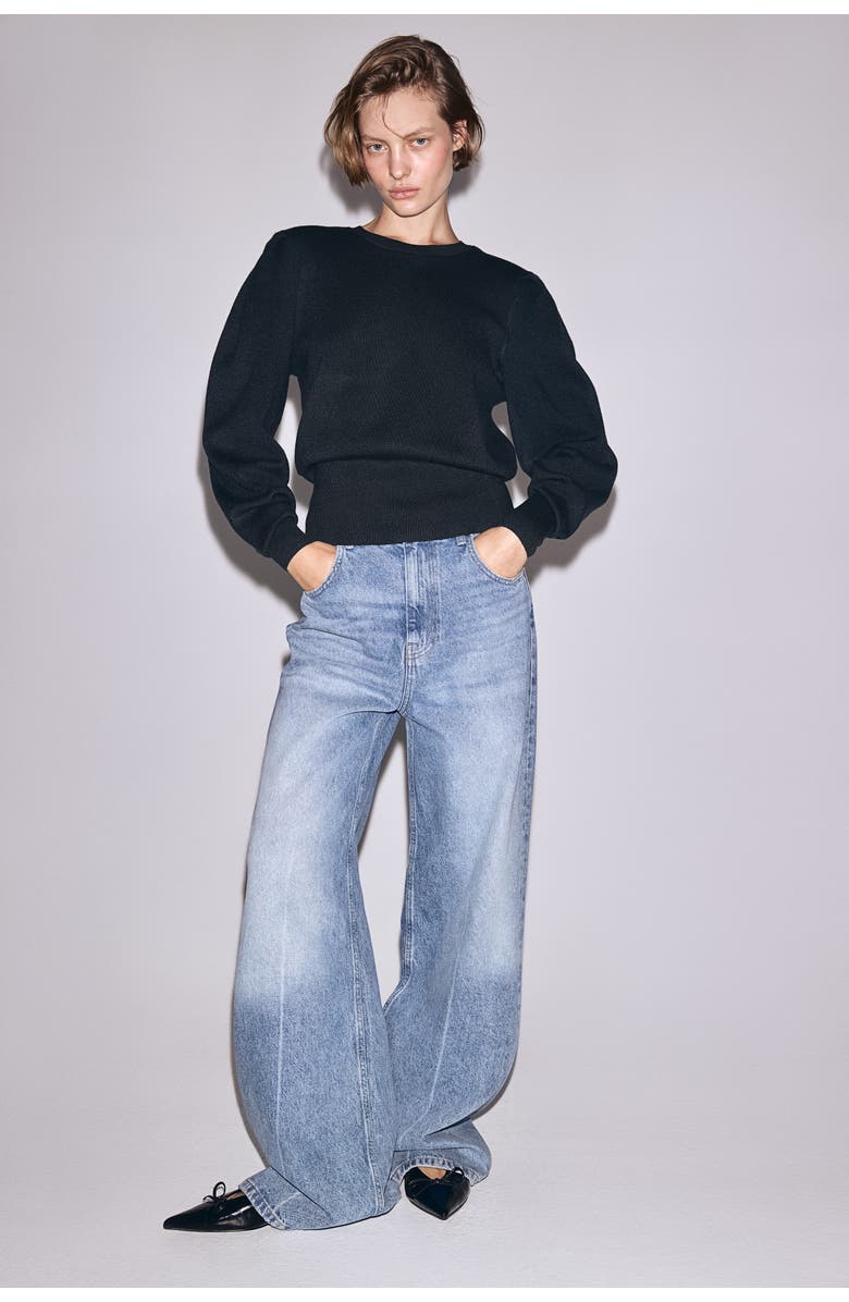 H&M Shoulder-pad Top, Alternate, color, Dark Green