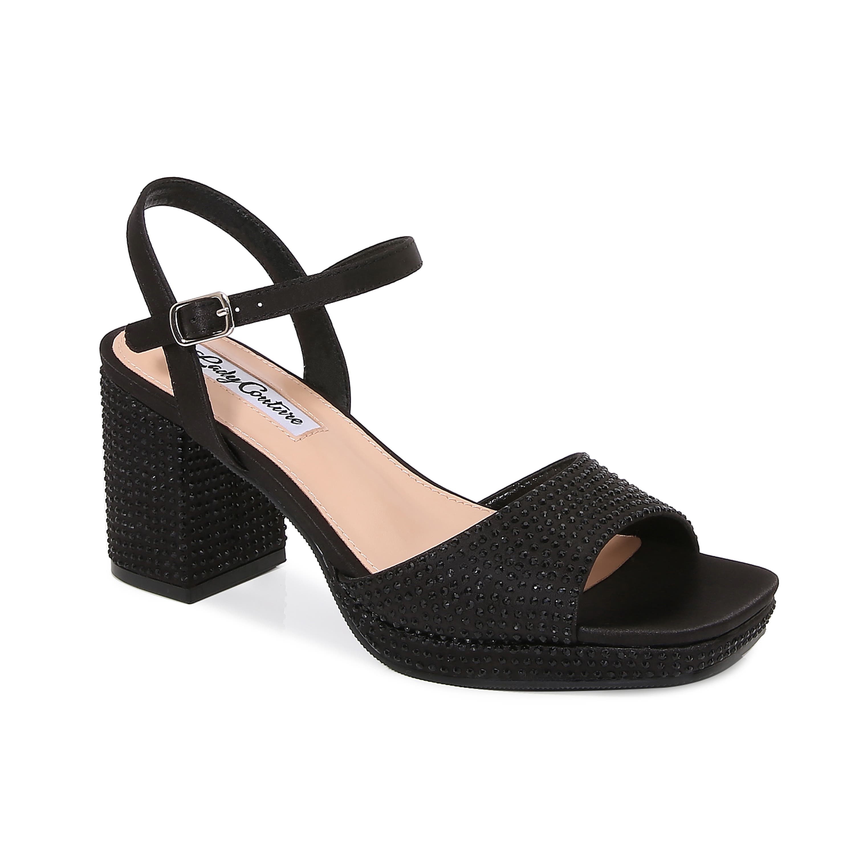 LADY COUTURE Rhinestone Platform Sandal, Main, color, Black