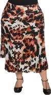 24seven Comfort Apparel Animal Print Elastic Waist Maxi Skirt