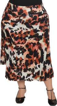 24seven Comfort Apparel Animal Print Elastic Waist Maxi Skirt