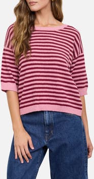 Blu Pepper Stripe Short Sleeve Sweater