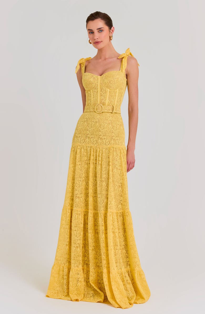 NADINE MERABI Miranda Belted Gown, Alternate, color, Yellow