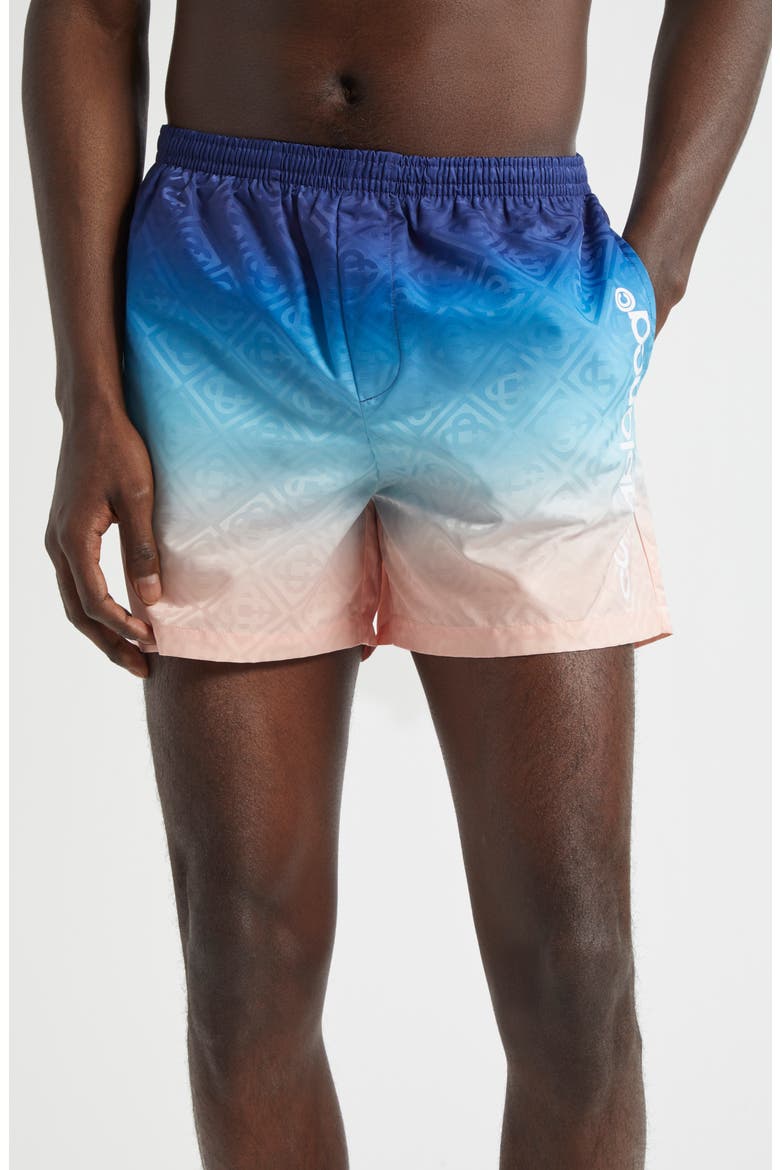 Gradient Monogram Swim Trunks, Main, color, BLUE GRADIENT