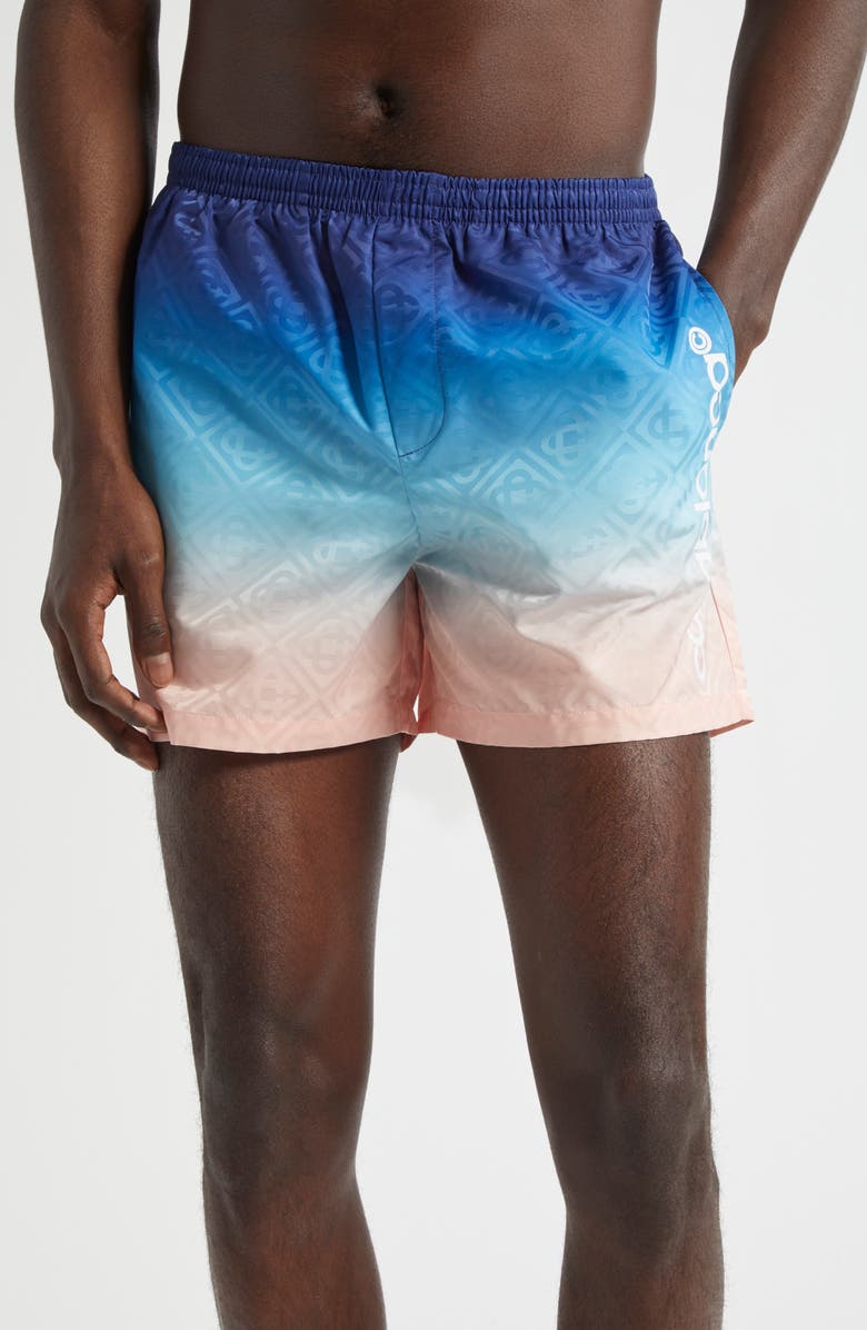 Casablanca Gradient Monogram Swim Trunks, Main, color, Blue Gradient