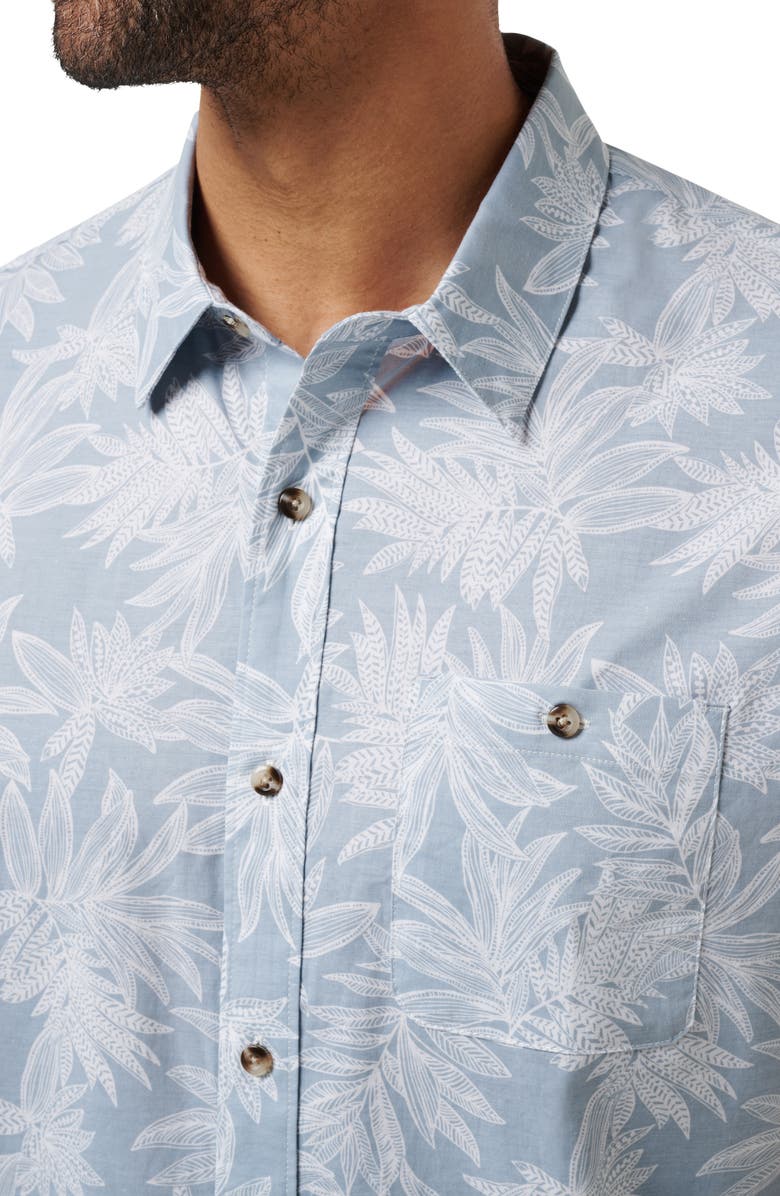 TravisMathew Poolside Sips Short Sleeve Button-Up Shirt, Alternate, color, Heather Dusty Blue