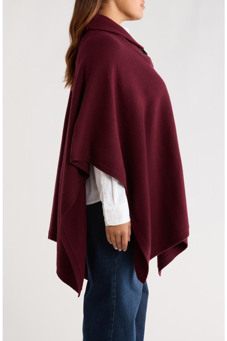 Buckle Collar Sweater Poncho, Alternate, color, DARK GARNET