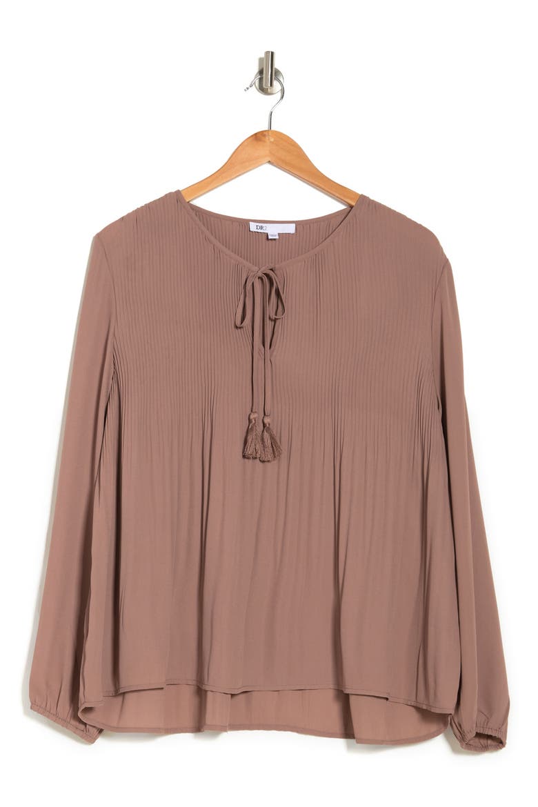 Daniel Rainn Release Pleast Tassel Tie Blouse, Main, color, HAZELNUT