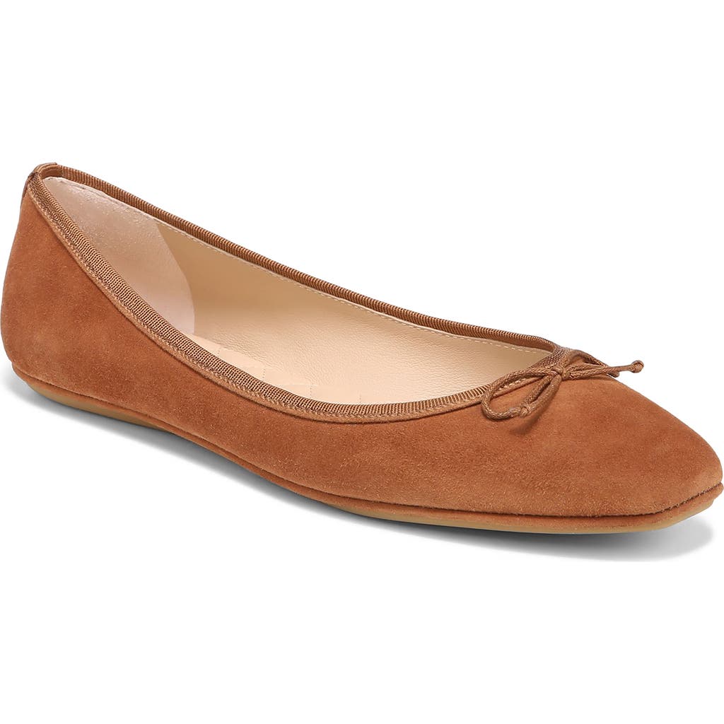 Veronica Beard Beatrix Suede Bow Ballerina Flats In Hazelwood