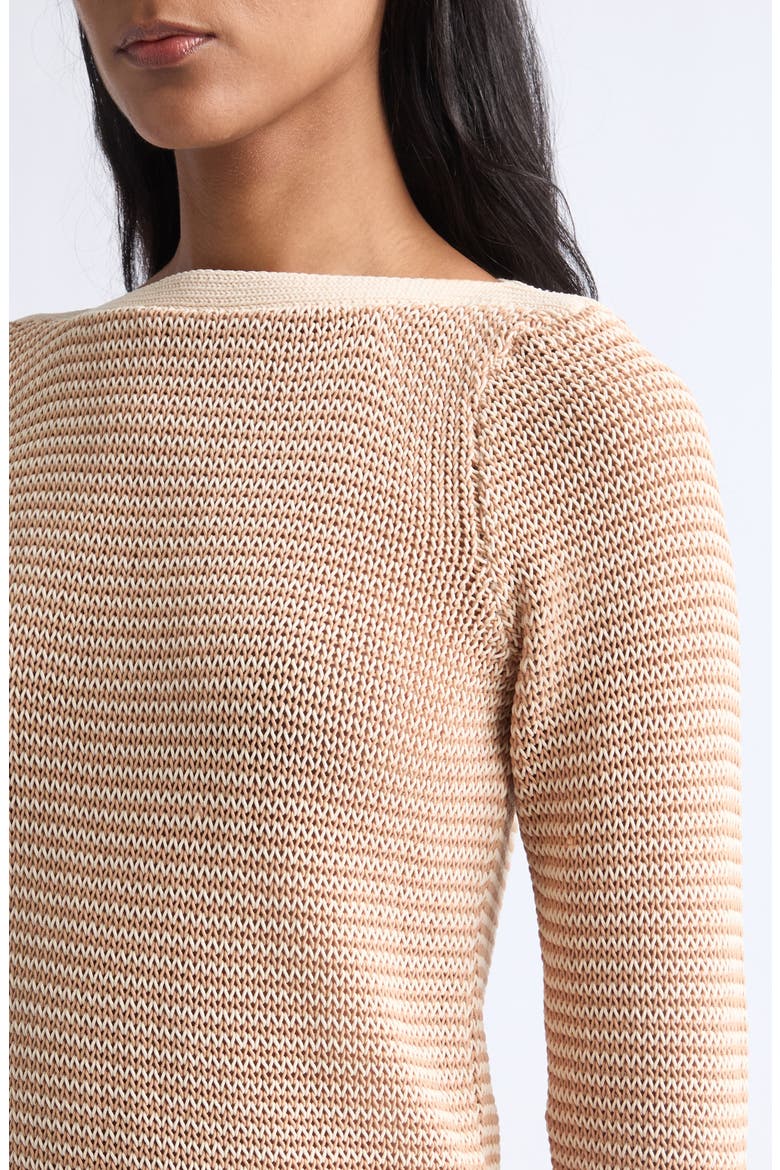 Orlian Stripe Stretch Cotton Sweater, Alternate, color, CHAI ECRU