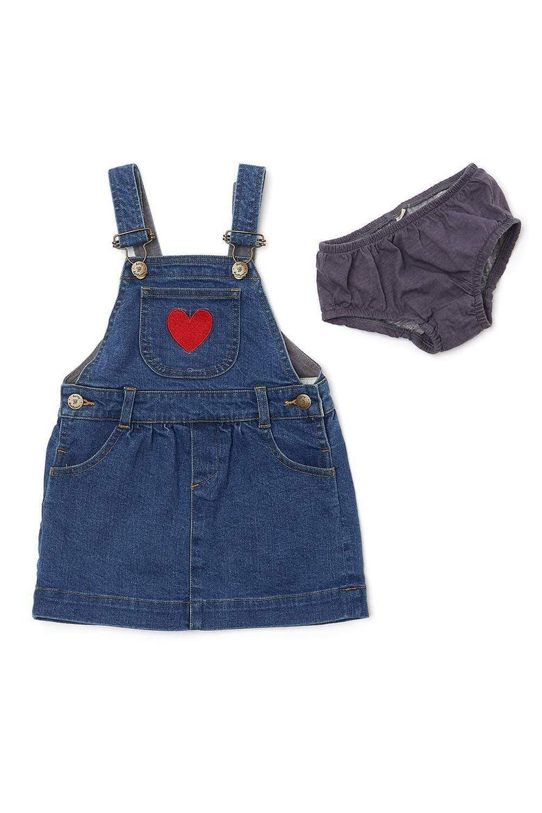 Denim Overall Dress, Main, color, Love Print
