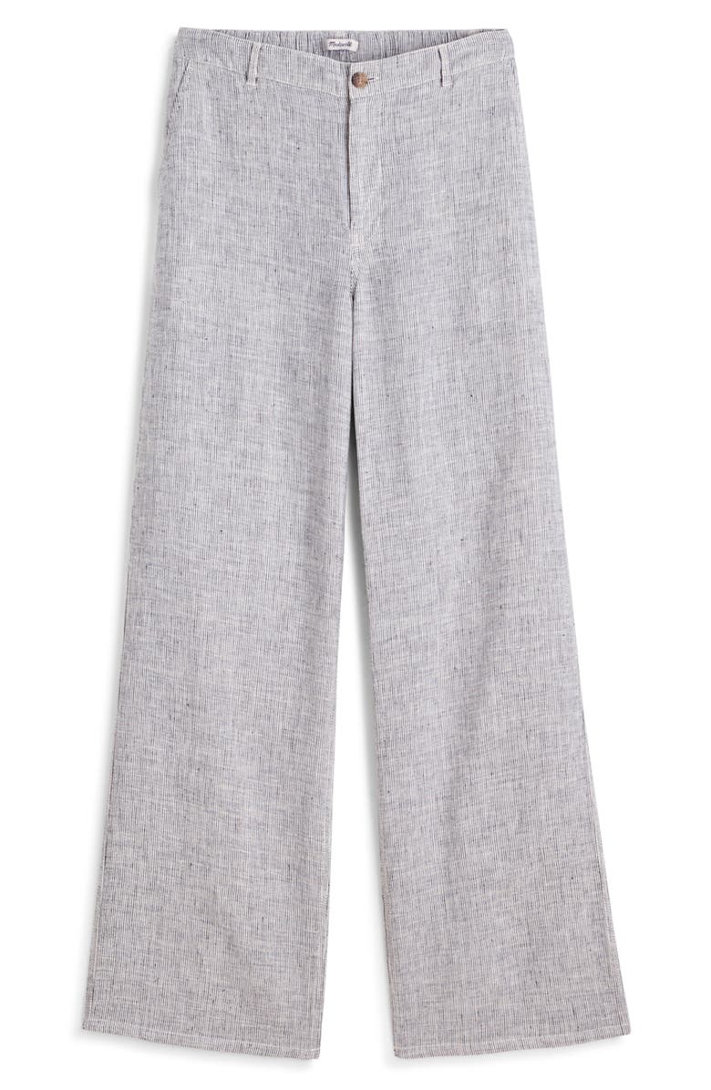 Madewell The Zoe Relaxed Straight Pants, Alternate, color, Black White Mini Stripe