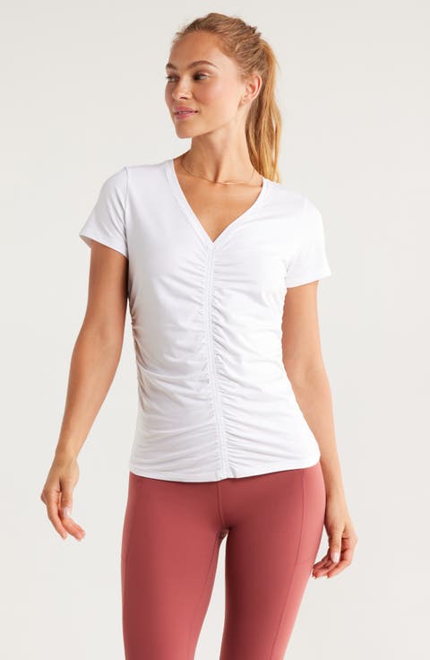 Ruched V-Neck T-Shirt