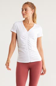 Zella Ruched V-Neck T-Shirt