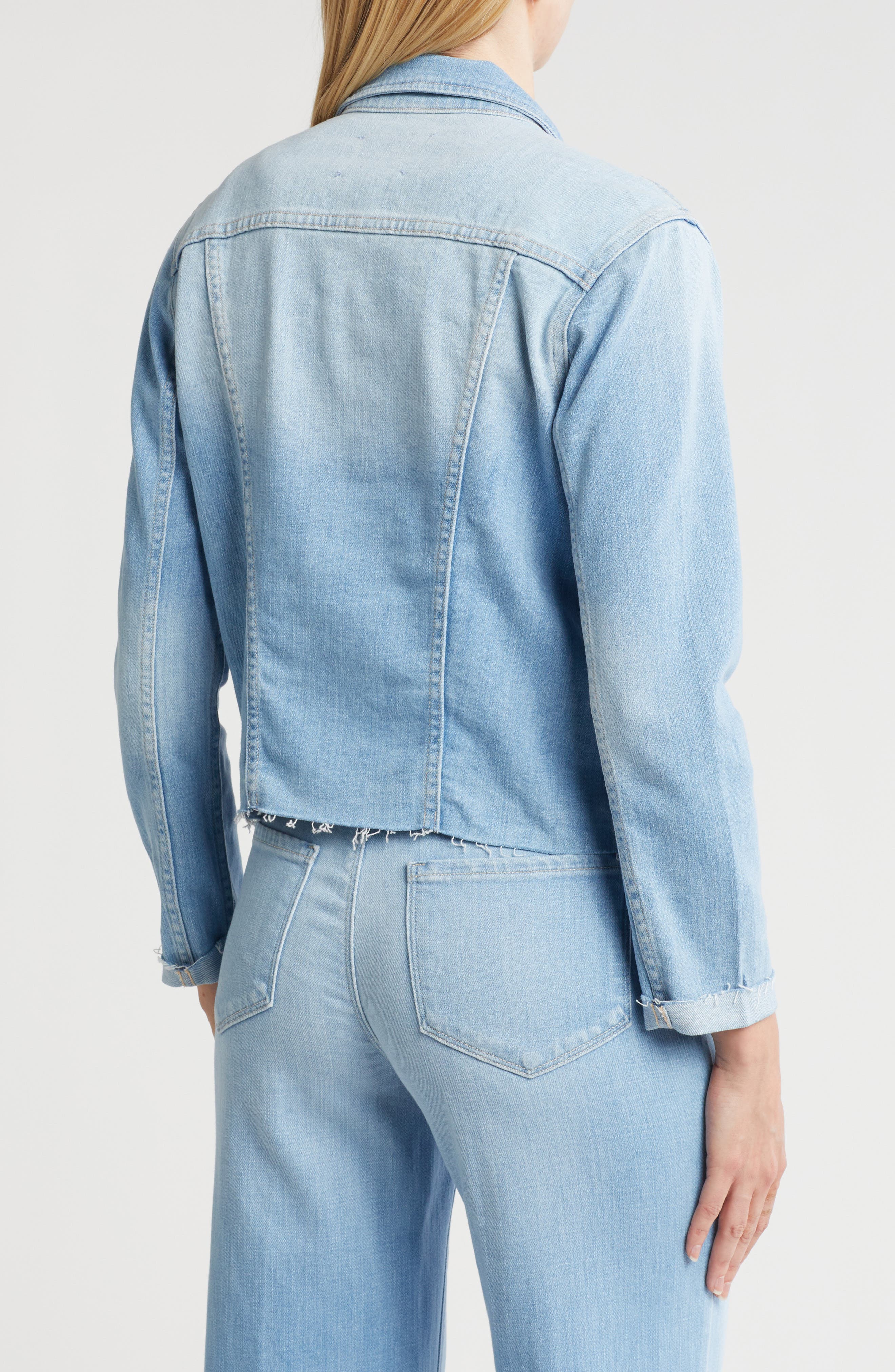 Janelle Raw Cut Slim Denim Jacket - image 2
