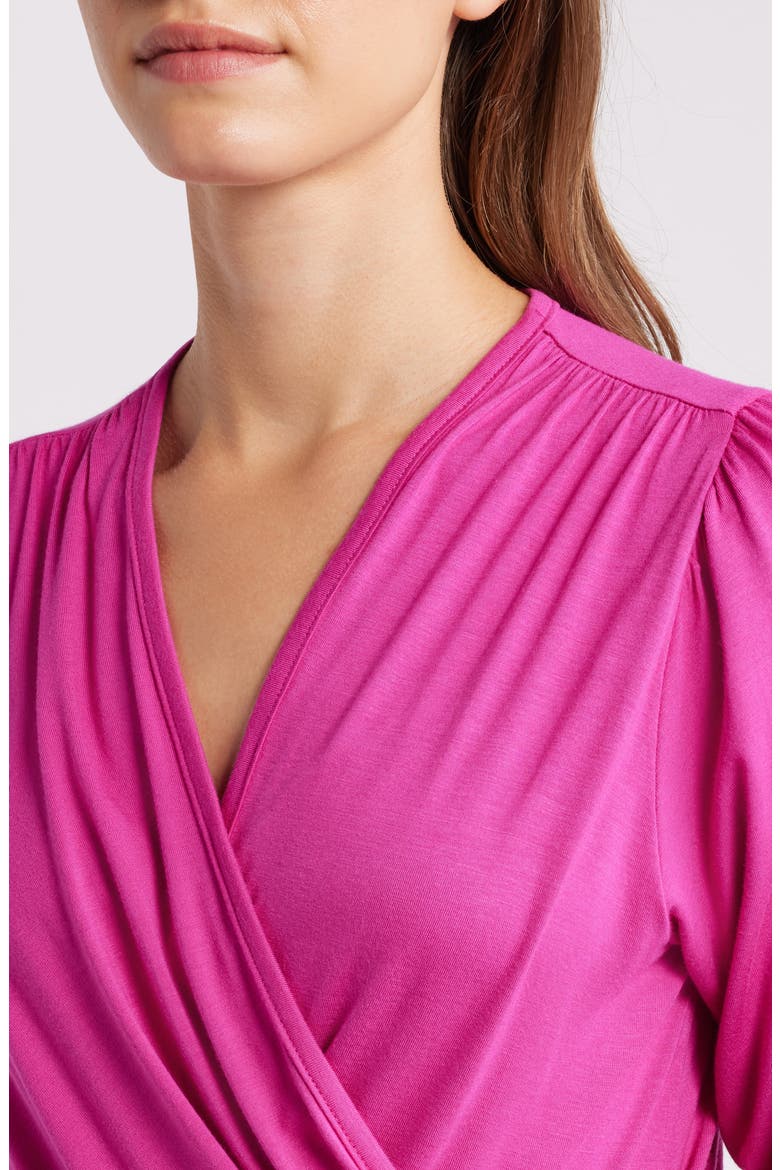 Faux Tie Wrap Top, Alternate, color, MAGENTA