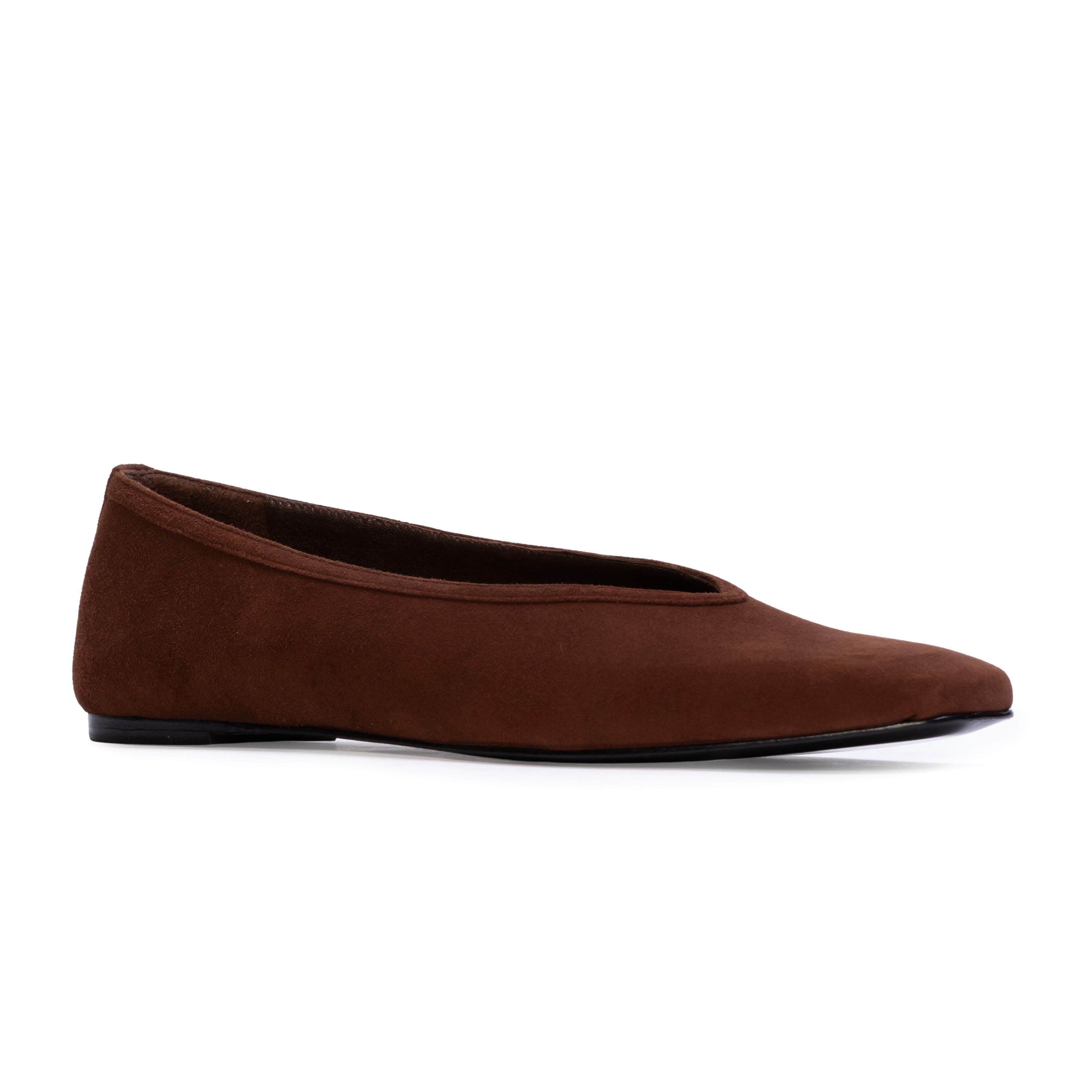 Ayra Suede Ballerina, Alternate, color, Brownie Suede