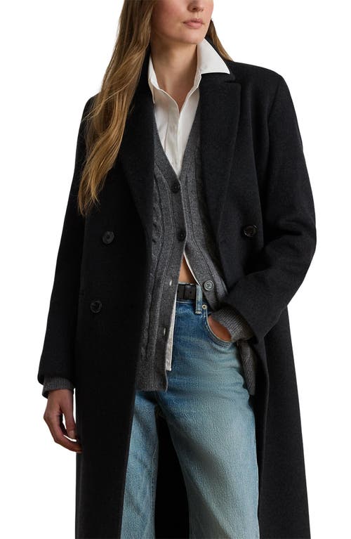Ralph Lauren Lauren Double Breasted Wool Blend Reefer Coat In Gray