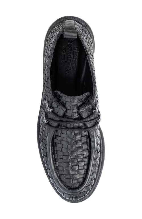 Vintage Foundry Clotilde Woven Leather Moc Toe Derby Loafer In Black